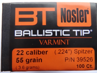 NOSLER ..22/224 55 gr Ballistic Tip  Vermint ( 100 Stück)