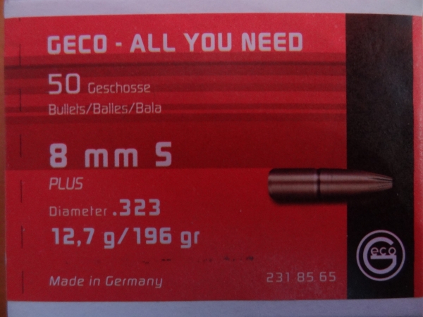 .323 / 8 mm 196 gr / 12,7 g GECO Plus Teilmantel Geschosse (50 Stück)