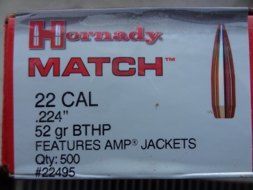 Hornady 22 .224 52 gr BTHP Match (500Stück)