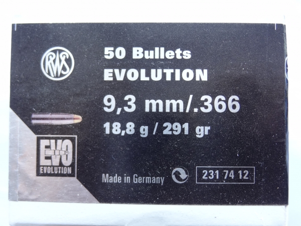 RWS 9,3mm EVO 18,8g/291grain (50 Stück)