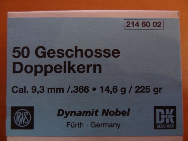 9,3mm /.366.14,6g / 225gr  DK  ( 50 Stück)