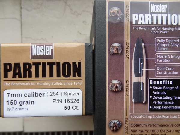 Nosler Partition .7mm/284 150 Grain Spitzer